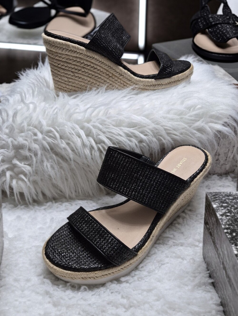 Stuart Weitzman Mykonos Two-Strap Wedge Espadrille Sandals Women's Sz 6.5 $395 - Picture 1 of 10